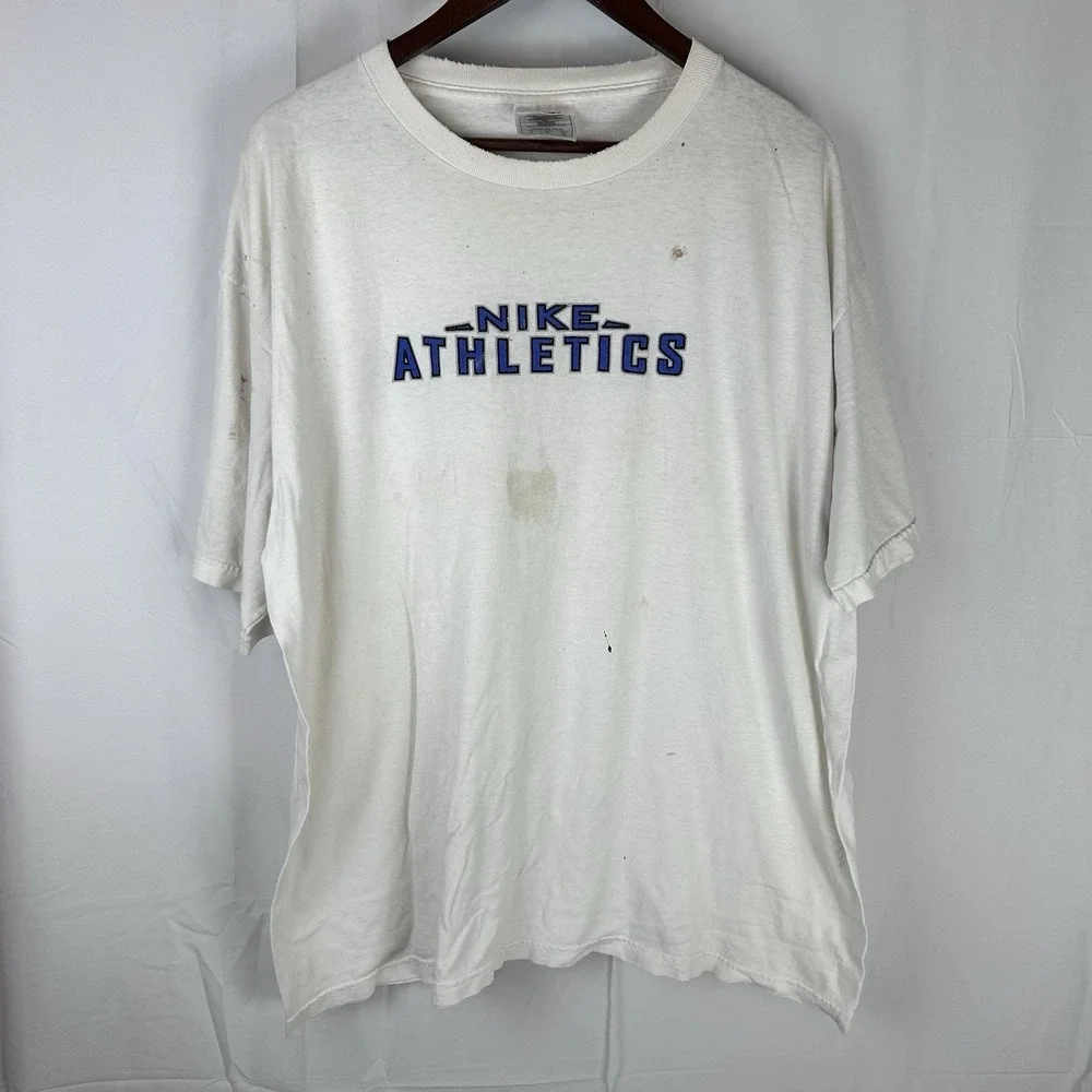 Vintage Nike Athletics T Shirt Logo Size XL‎ Made USA *Thrashed